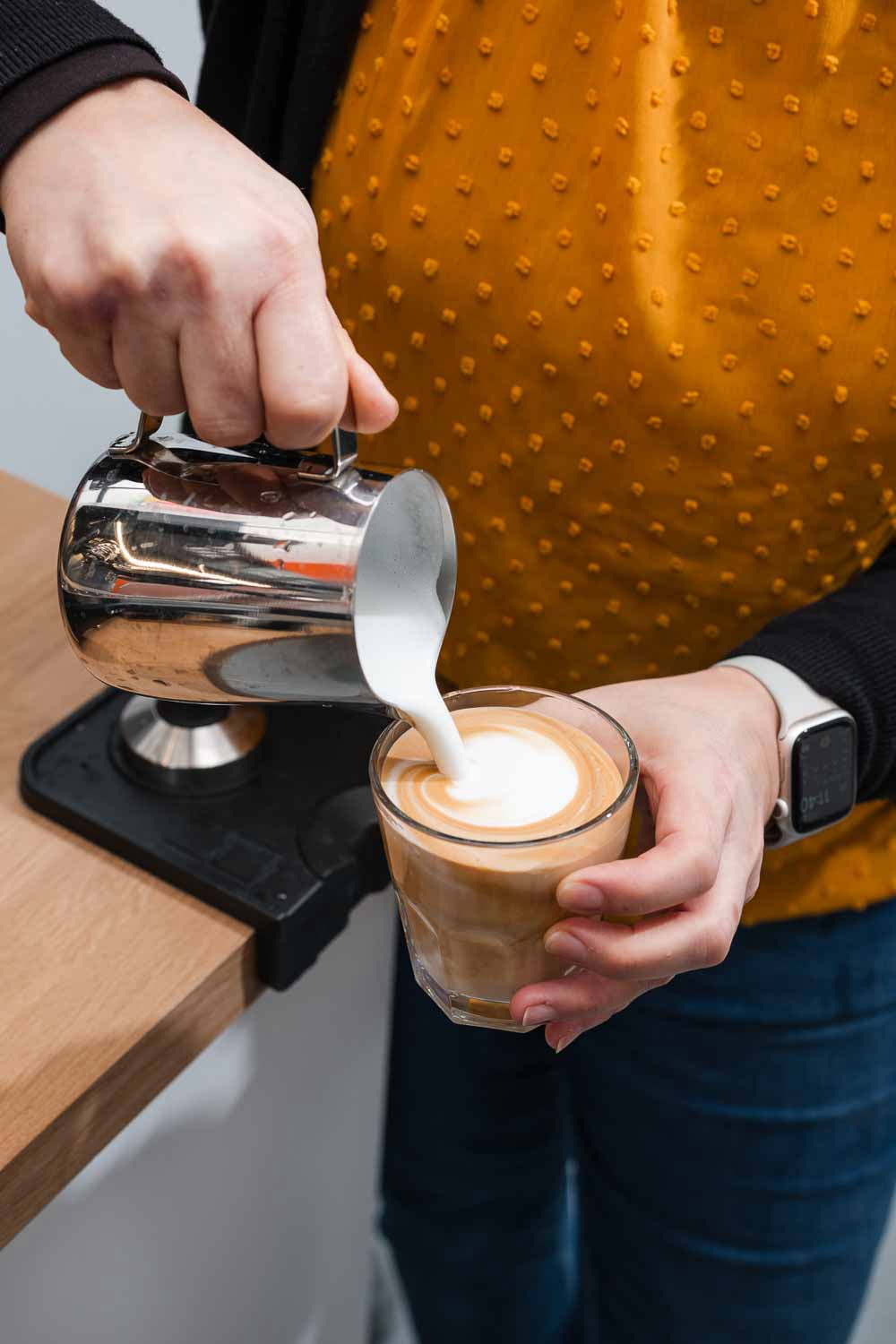 Barista training: hands-on learning and coffee craftsmanship in action.