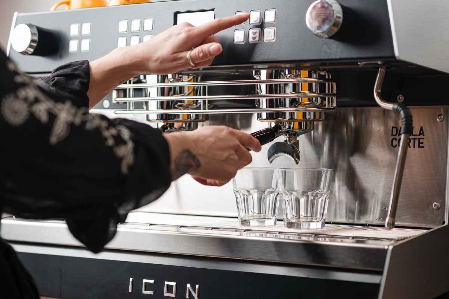 Barista training: hands-on learning and coffee craftsmanship in action.